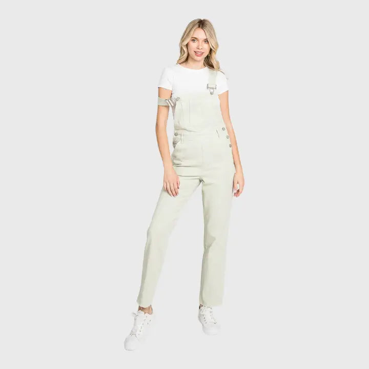 Straight Leg Overalls Light Olive