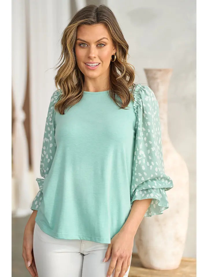 Jersey Bodice with Contrast Sleeve Print top