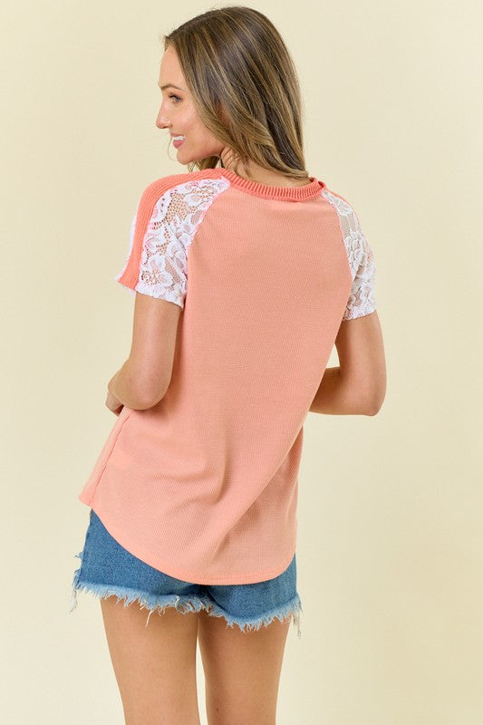 Coral Tianas Color Block Top
