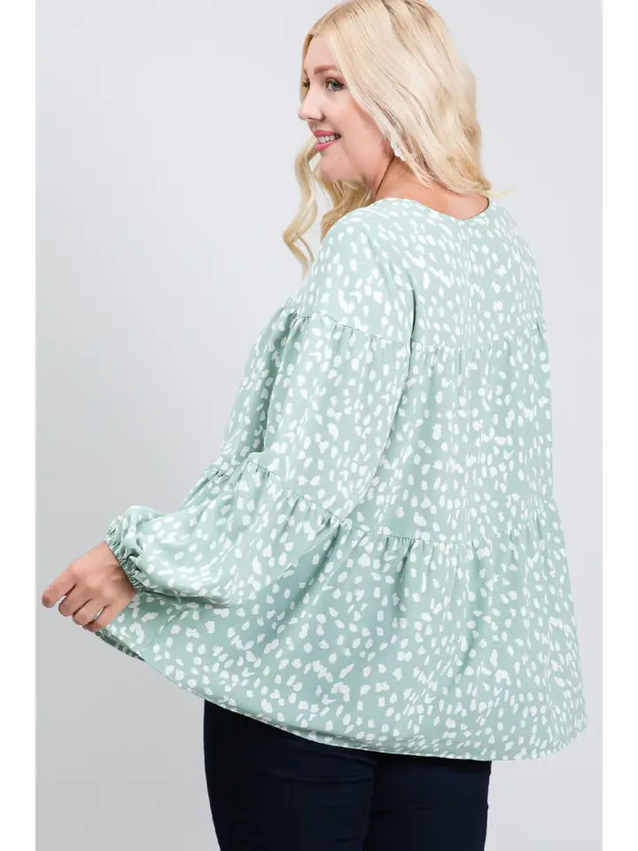 Abstract Splash-Dot Print Woven Blouse