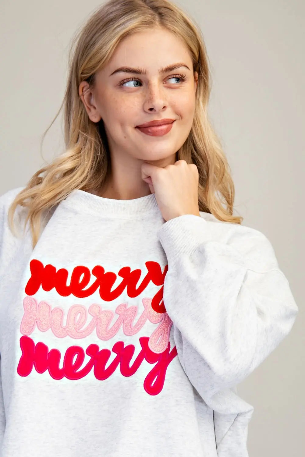 Merry Embroidered High-Low Sweatshirt