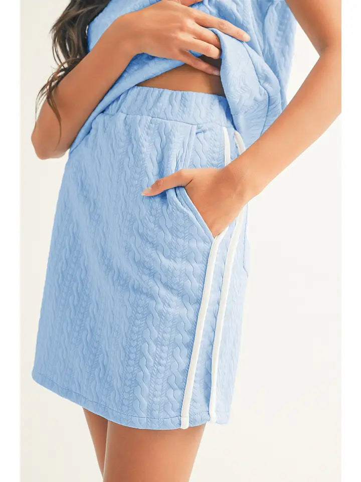 Textured Crewneck Top & Skirt Set