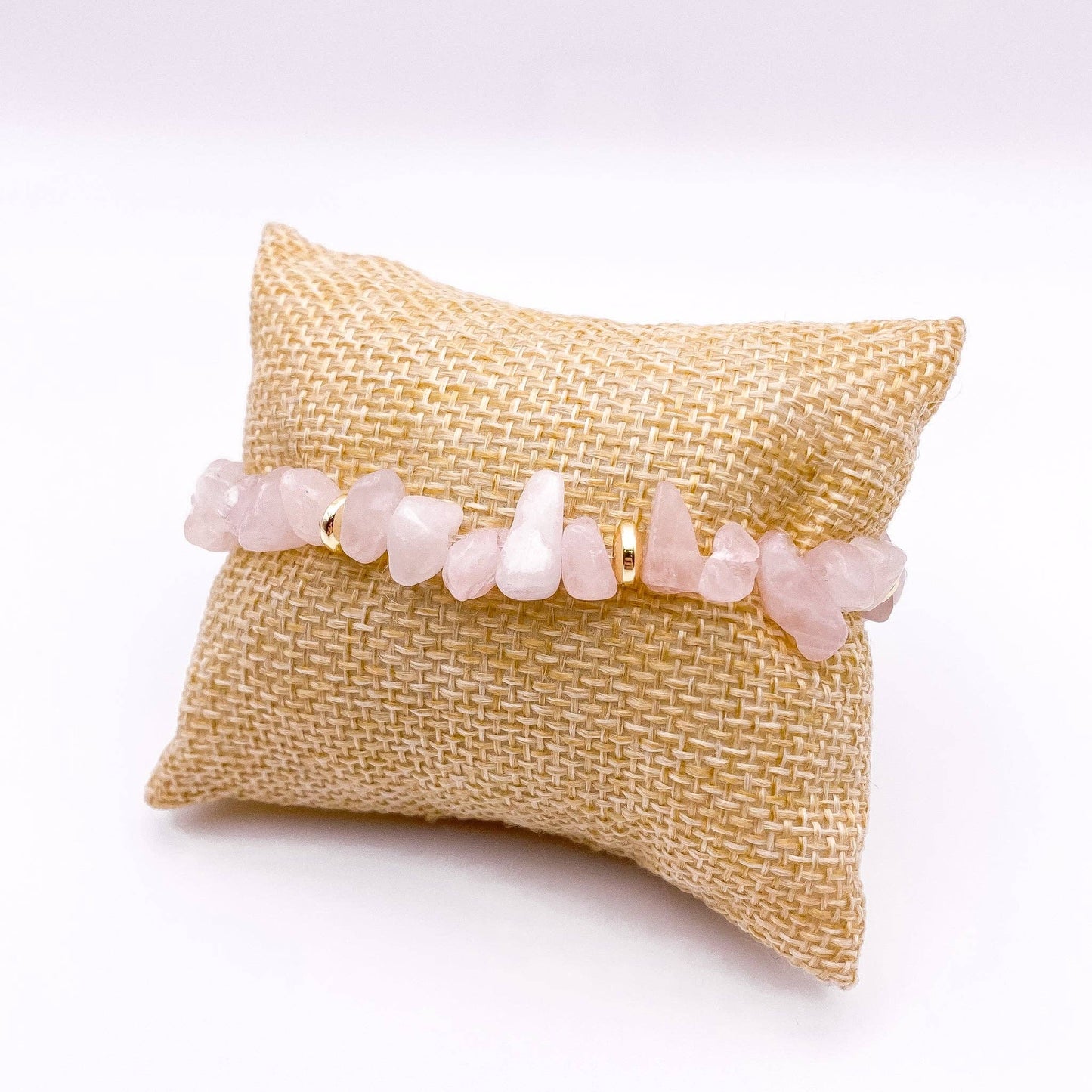 Wonderland rose quartz and gold stretch bracelet