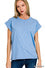 Round Neck Folded Short Sleeve T-shirt