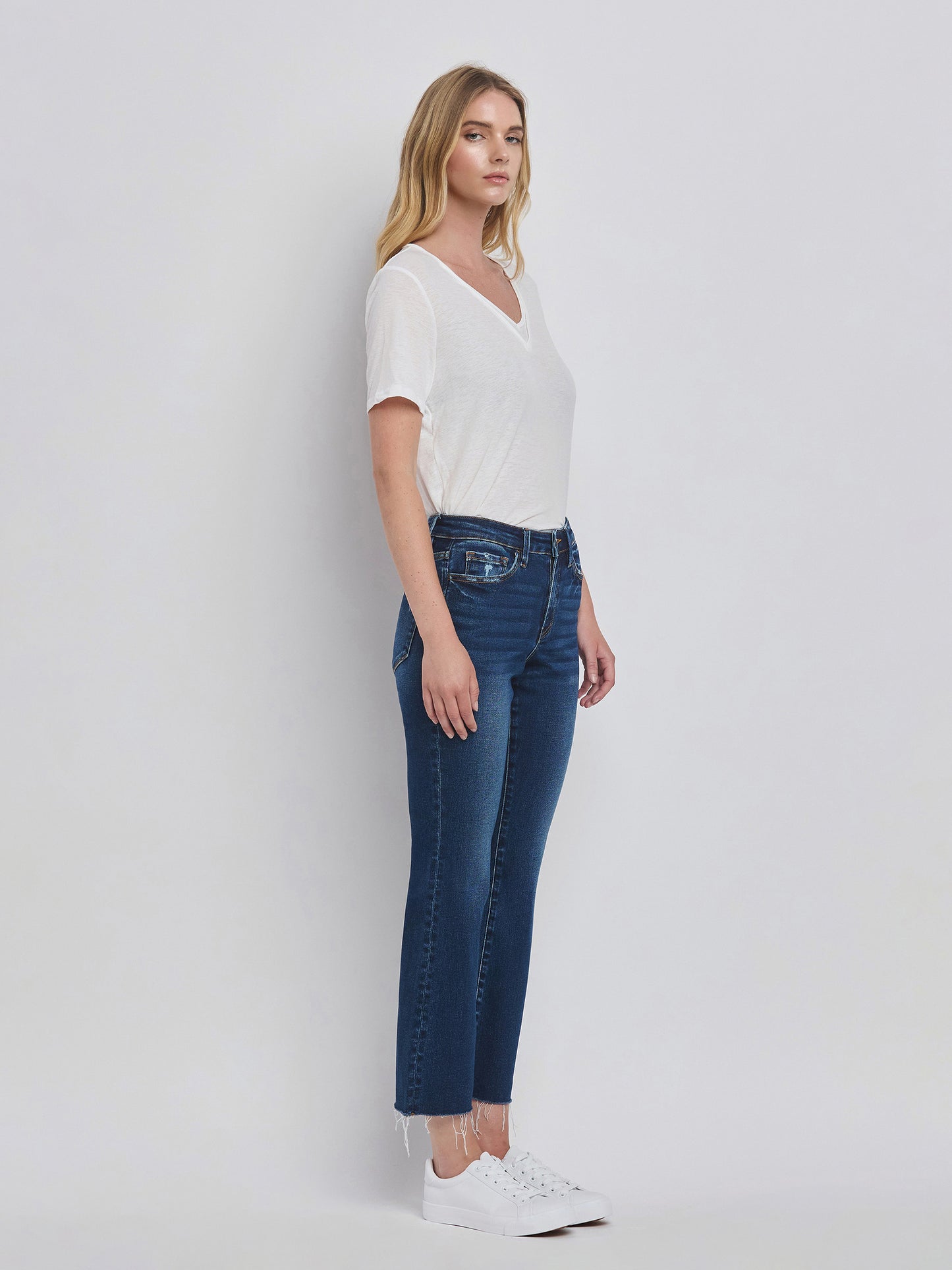 HIGH RISE MINI BOOTCUT JEANS