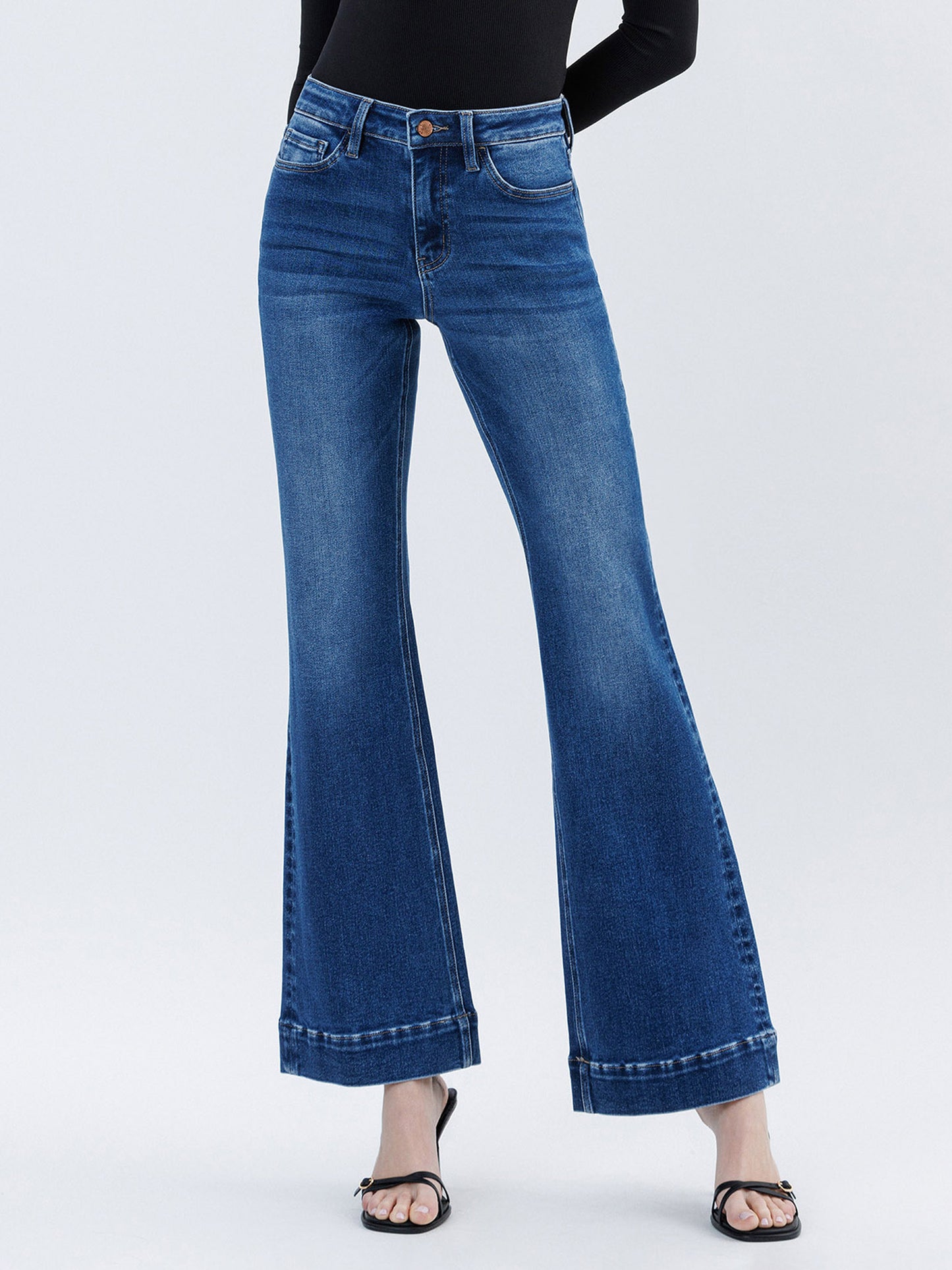 HIGH RISE TROUSER HEM RELAXED FLARE JEANS