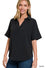 Airflow Collared V-Neck Short Sleeve Blouse