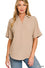 Airflow Collared V-Neck Short Sleeve Blouse