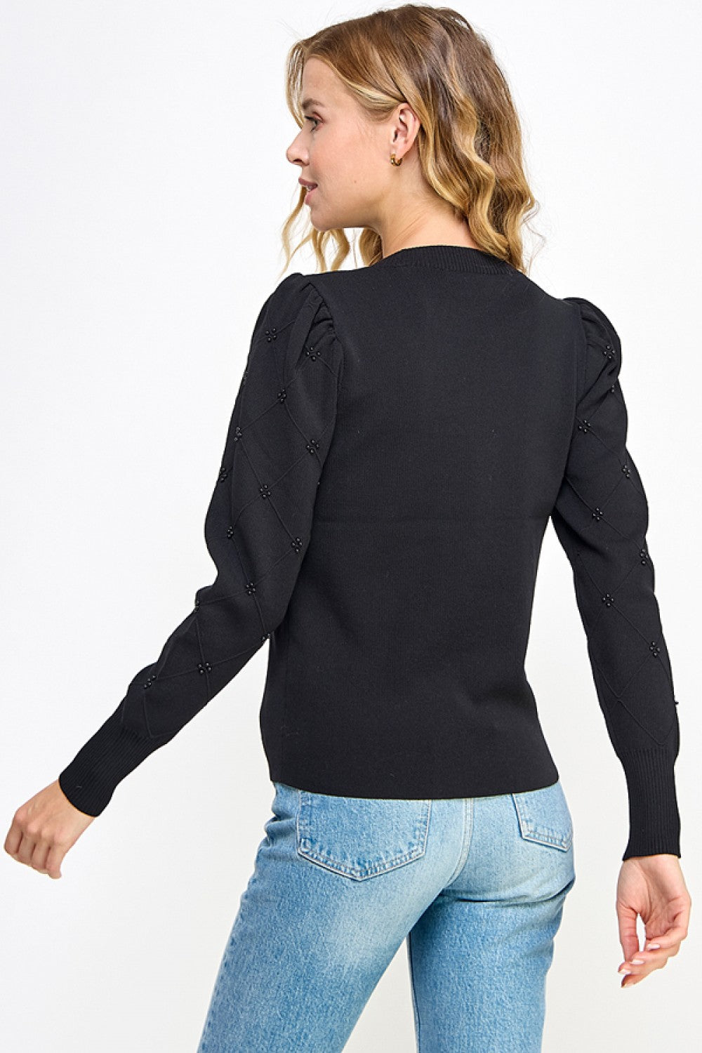 Beads Detail Long Sleeve Sweater Top