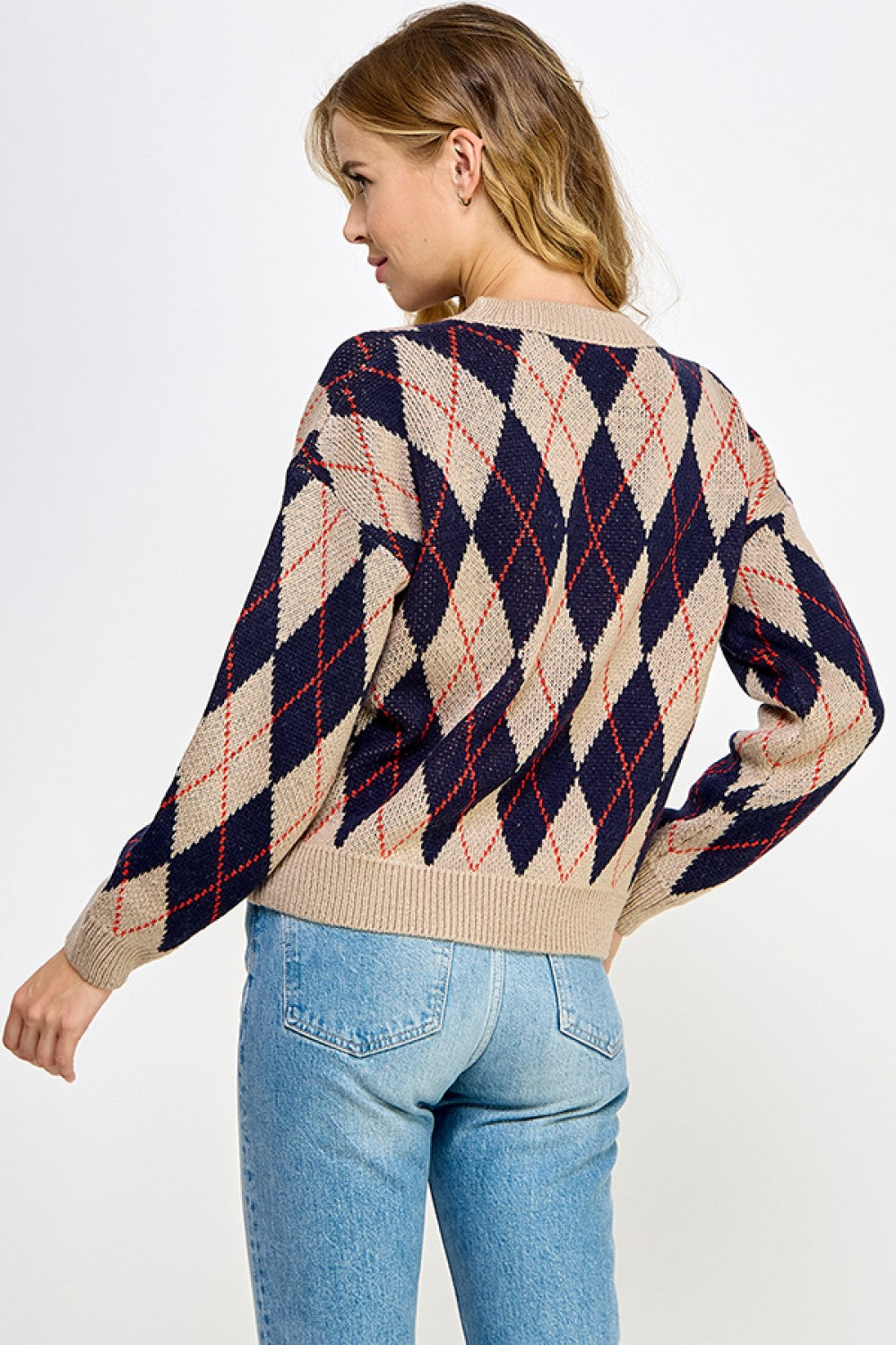 Argyle Sweater Pullover Top