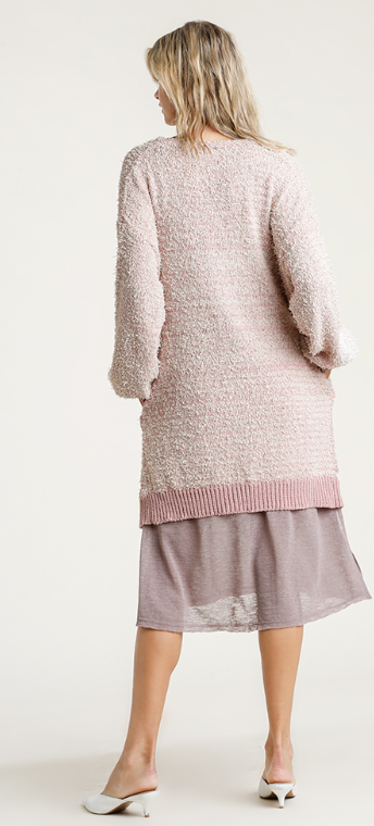 Open Front Cardigan Sweater with Pockets and Ribbed Hem