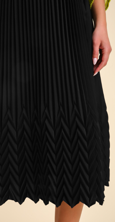Elastic Waistband Midi Skirt with Pleats
