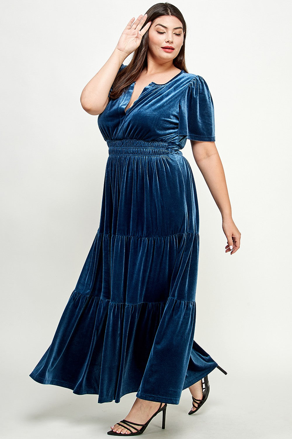 Velvet Tiered Midi Dress