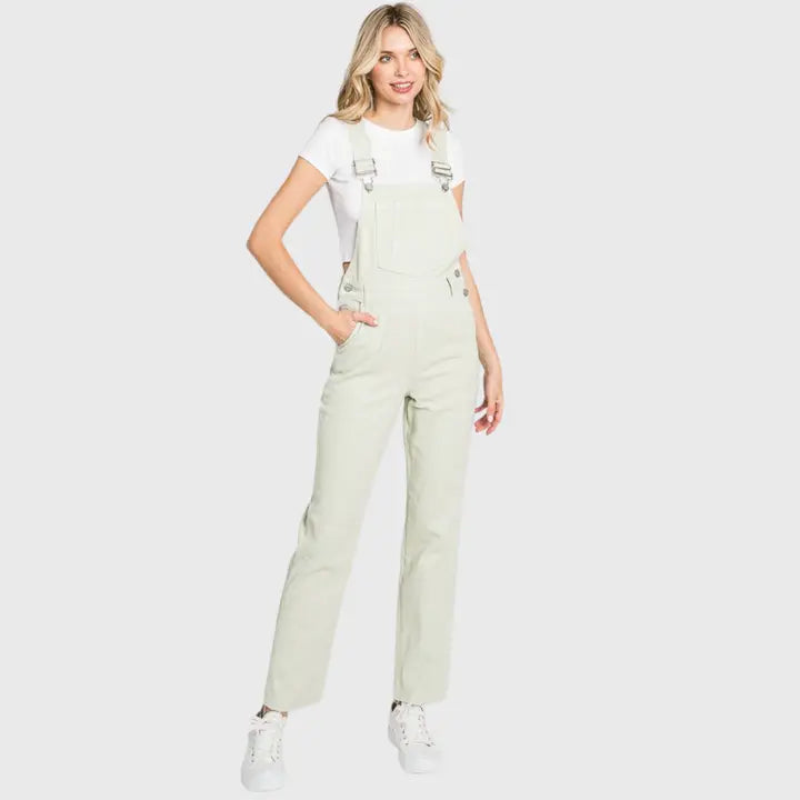 Straight Leg Overalls Light Olive