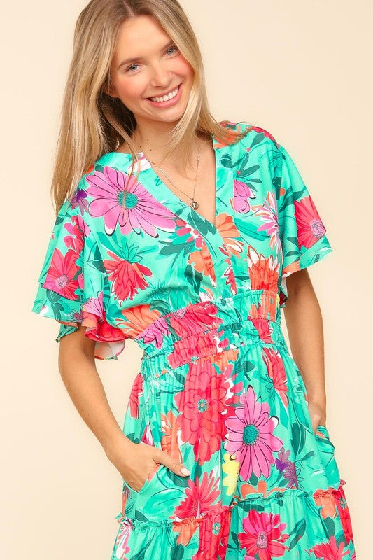 Floral Maxi with Flutter Sleeve