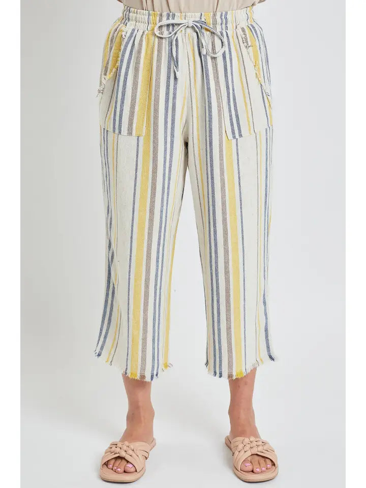 Linen Stripe Capri
