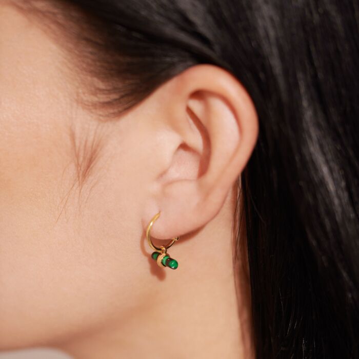 Aura Malachite Bar Hoop Earrings