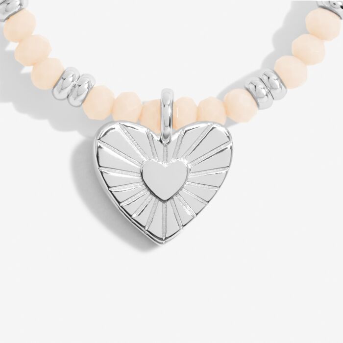 Boho Beads Heart Bracelet in White and Silver Plating