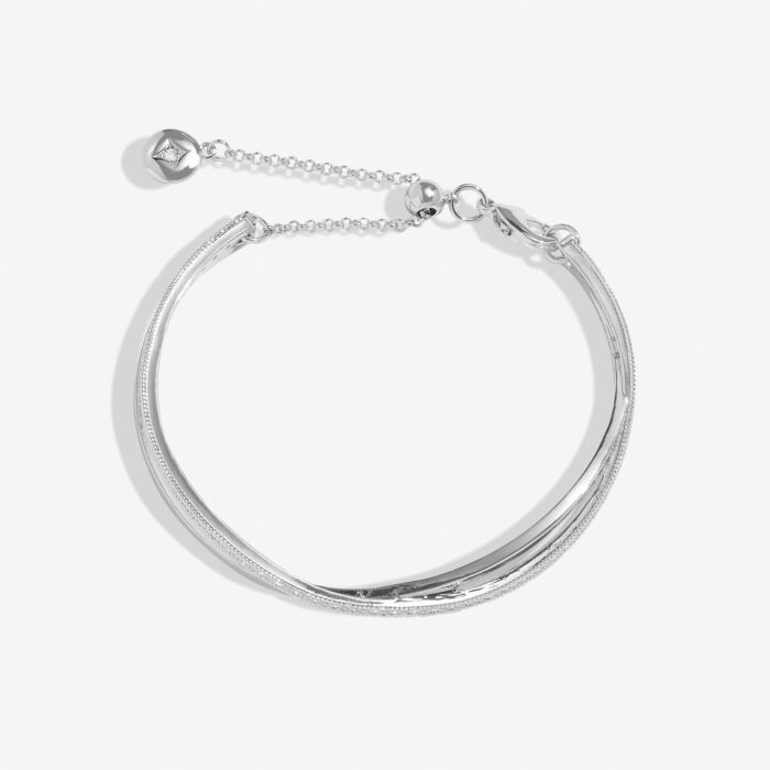 Crossover Bangle Bracelet Bar In Silver Plating