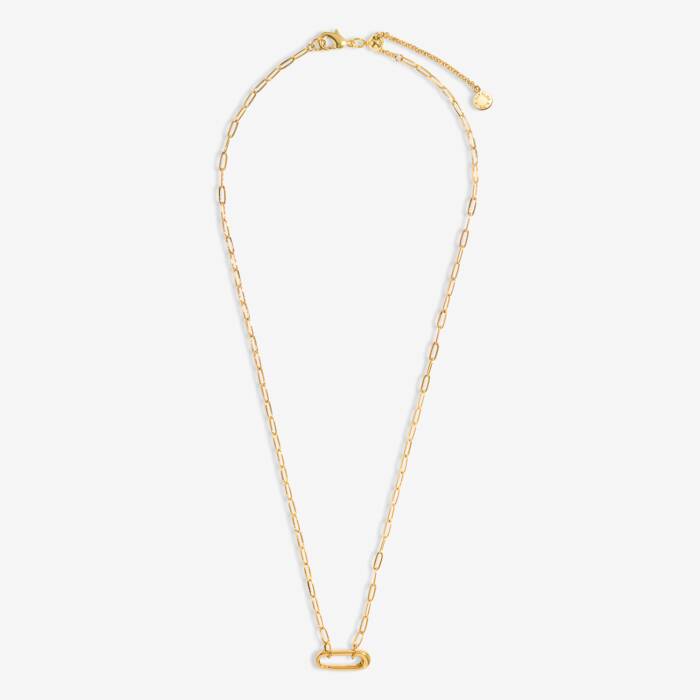 1 Charm Clasp Paperclip Chain Necklace In Gold-Tone Plating