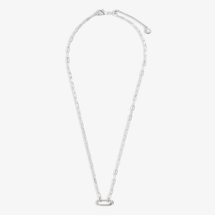 1 Charm Clasp Paperclip Chain Necklace In Silver Plating