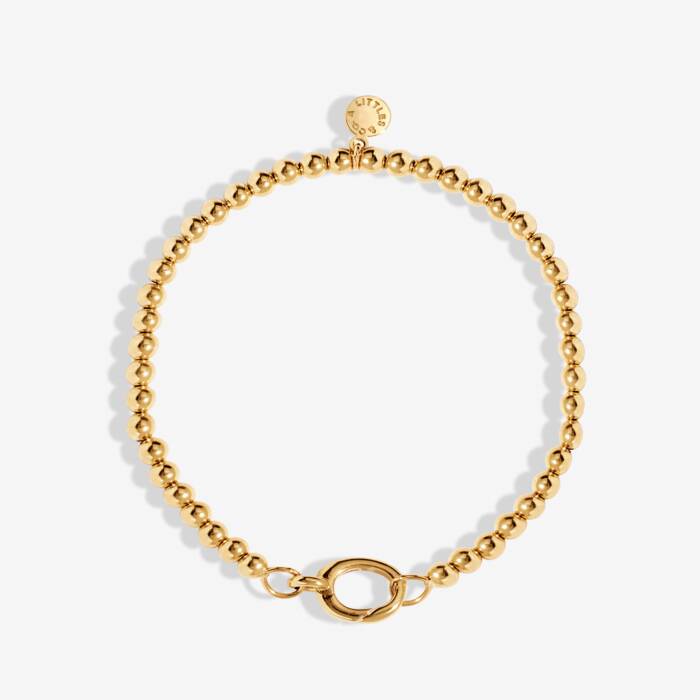 1 Charm Clasp 4mm Stretch Bracelet in Gold-Tone Plating