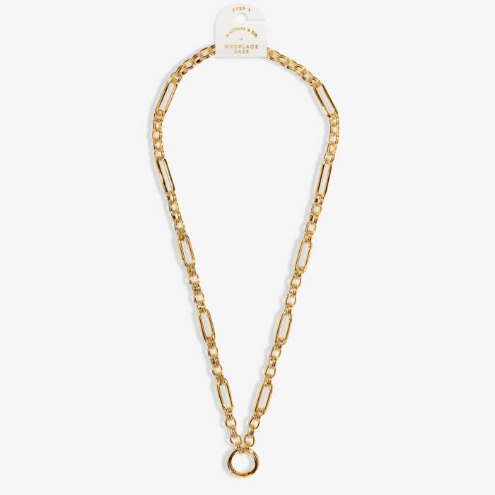 7 Charm Clasps Chunky Oval Chain Necklace in Gold-Tone Plating