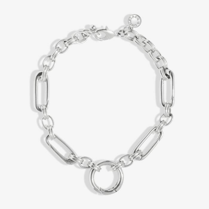 5 Charm Clasps Chunky Oval Chain Bracelet in Silver Plating