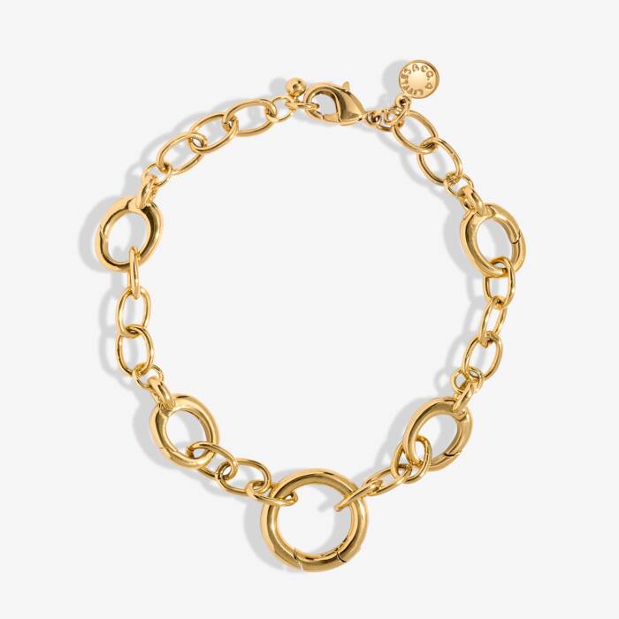 5 Charm Clasps Chunky Cable Chain Bracelet in Gold-Tone Plating