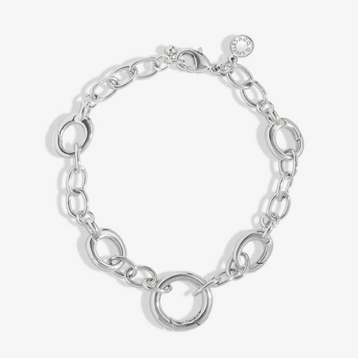 5 Charm Clasps Chunky Cable Chain Bracelet in Silver Plating