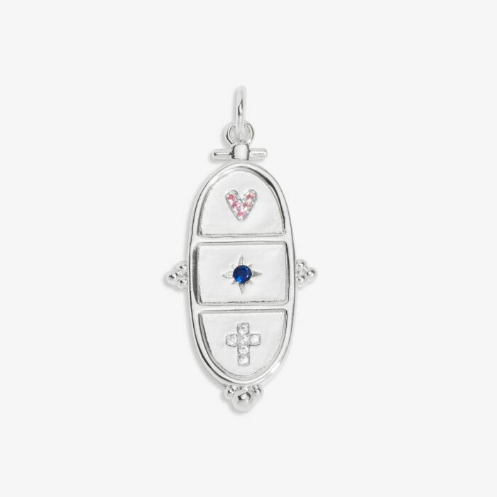 Grateful Thankful Blessed Large Charm In Silver Plating