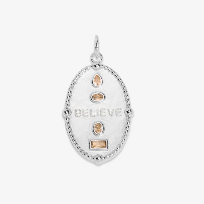 Believe Large Charm In Silver Plating
