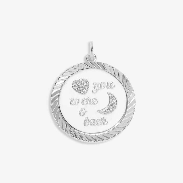 Love You To The Moon Large Charm In Silver Plating