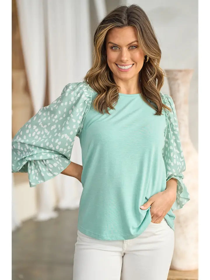Jersey Bodice with Contrast Sleeve Print top