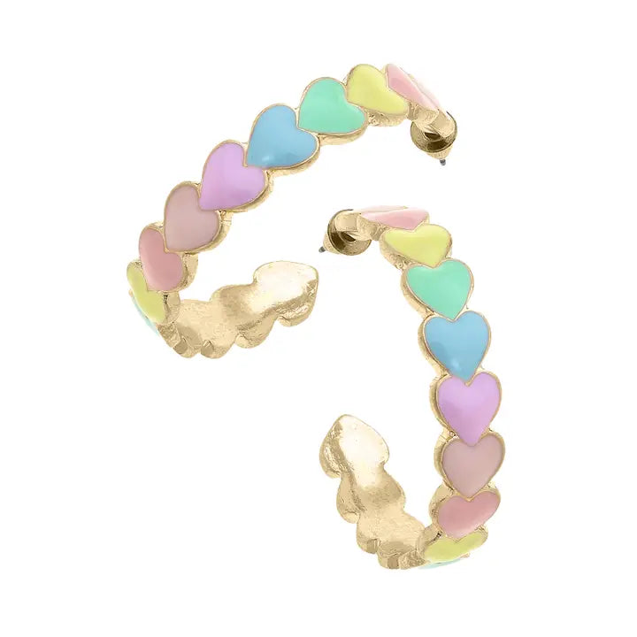 Enamel Hearts Hoop Earrings