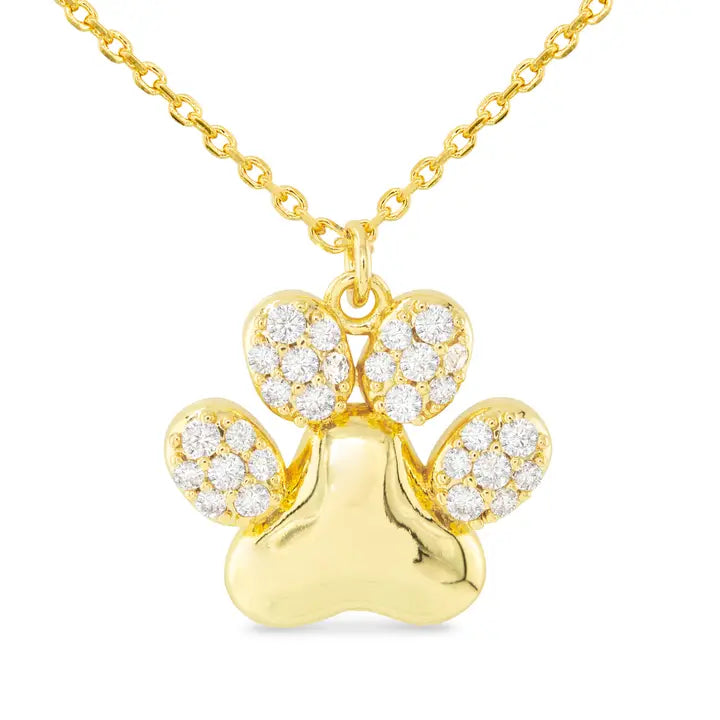 CZ Paw Print Necklace