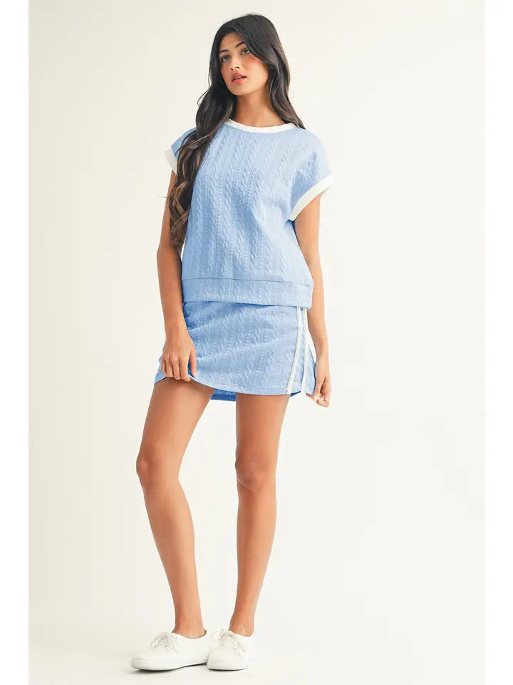 Textured Crewneck Top & Skirt Set