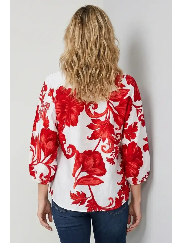 Linique Floral Button Blouse