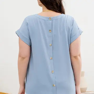Floral Eyelet Lace Trim Back Button Top