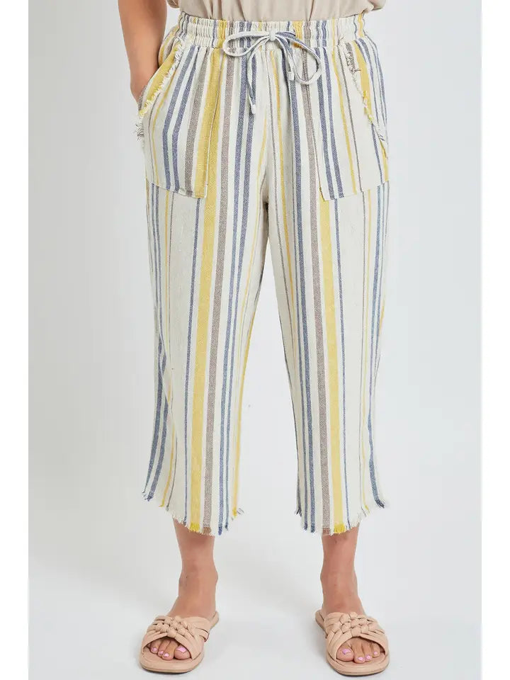 Linen Stripe Capri