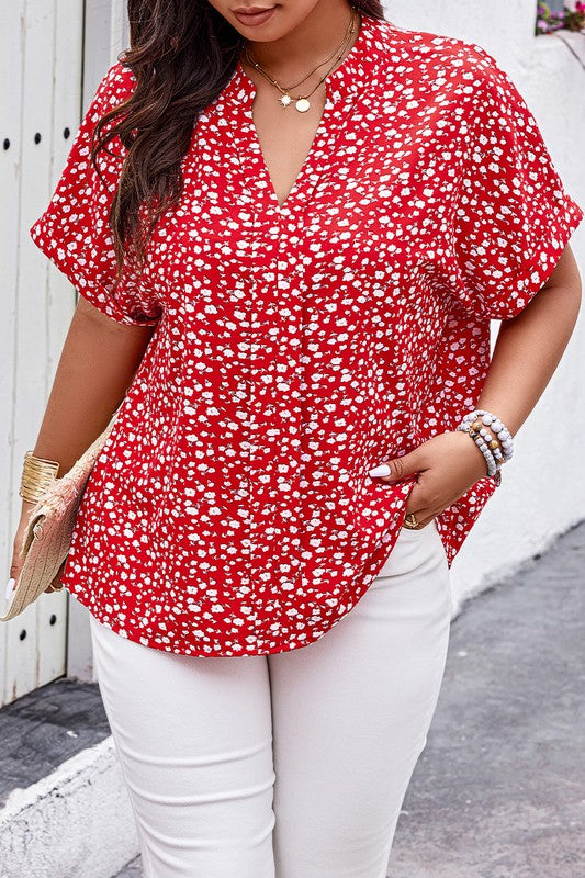 V Neck Floral Blouse