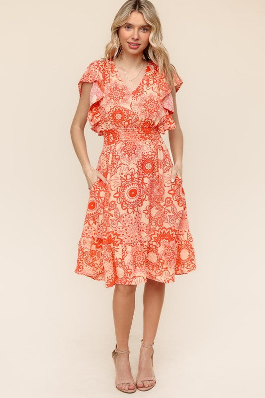 Fit & Flare Smocking Waist Dress