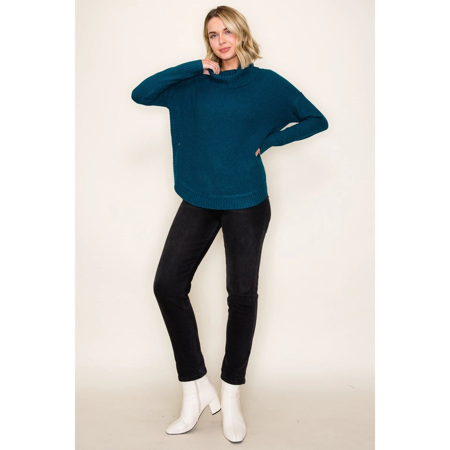 Turtle Neck Waffle Sweater Top