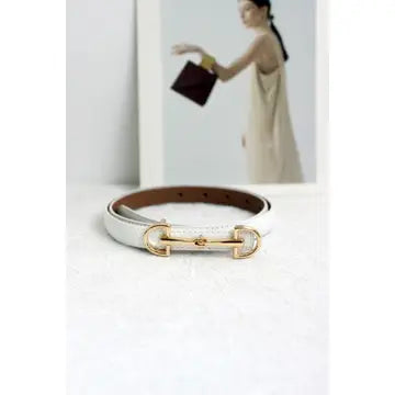 Slim Leather Belt w/ Equestrian Buckle