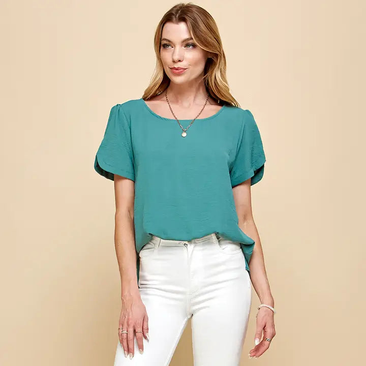 Solid Top with Detailed Sleeves