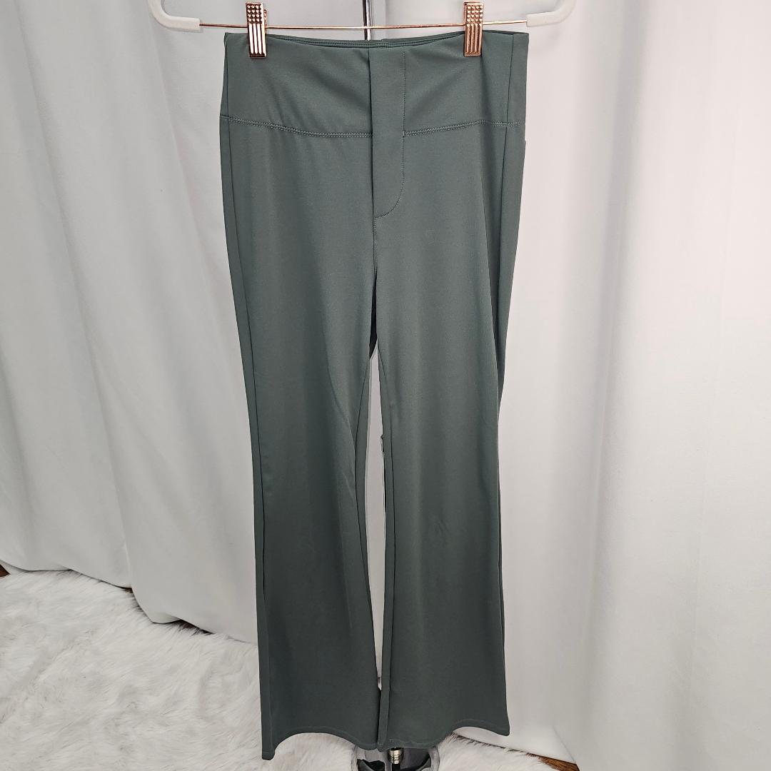 High Waisted Back Side Pocket Slight Flare Work Pants