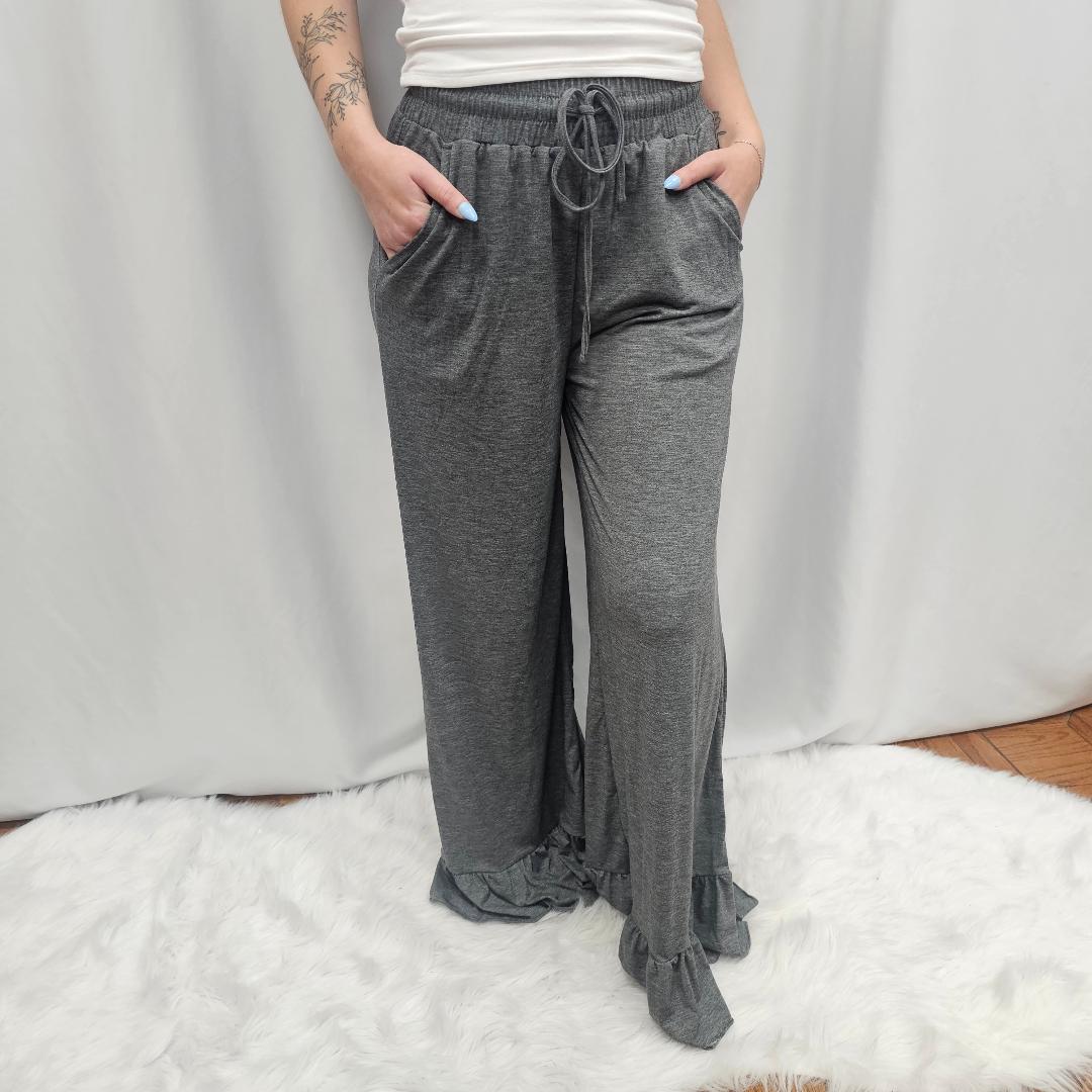 Halara High Waisted Drawstring Ruffle Wide Leg Casual Pant