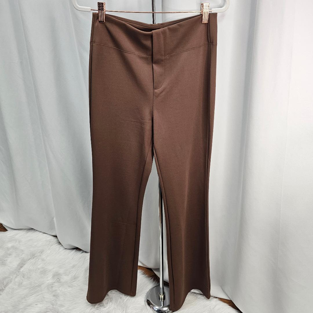 High Waisted Back Side Pocket Slight Flare Work Pants