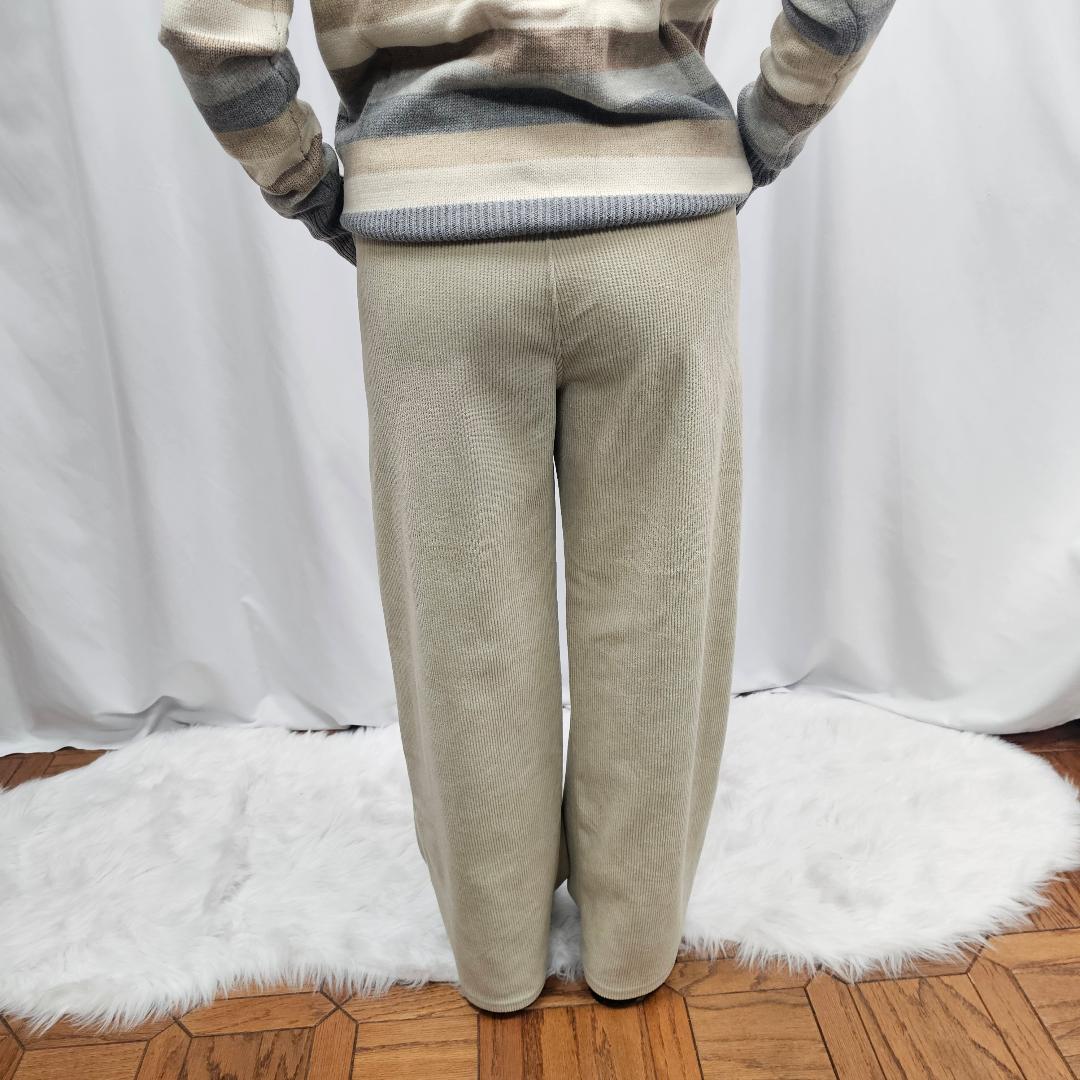 High Waisted Side Pocket Straight Leg Mop Corduroy Casual Pants