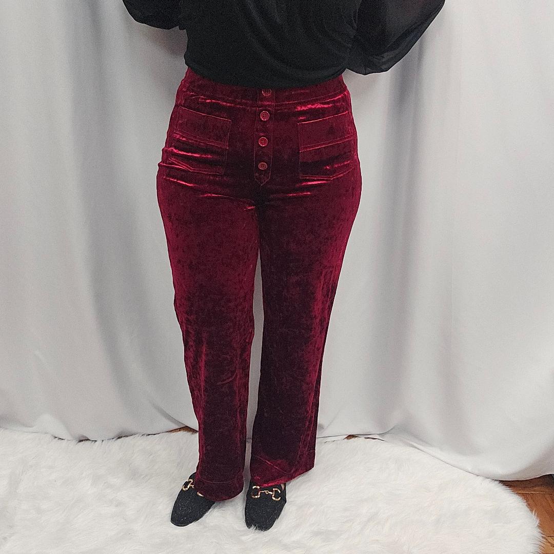 Halara High Waisted Button Multiple Pockets Straight Leg Velvet Casual Pants